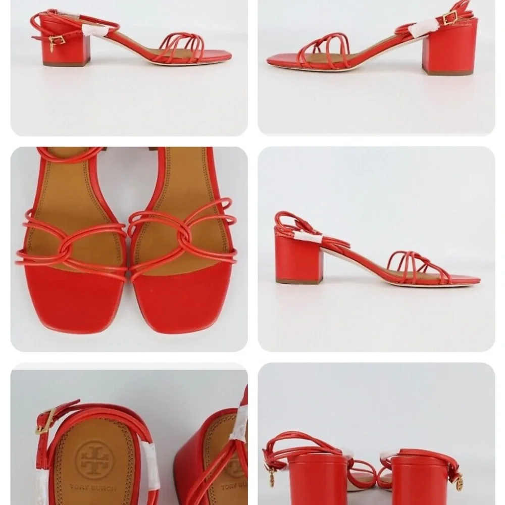 Tory Burch Red Strappy Block Heel Sandals